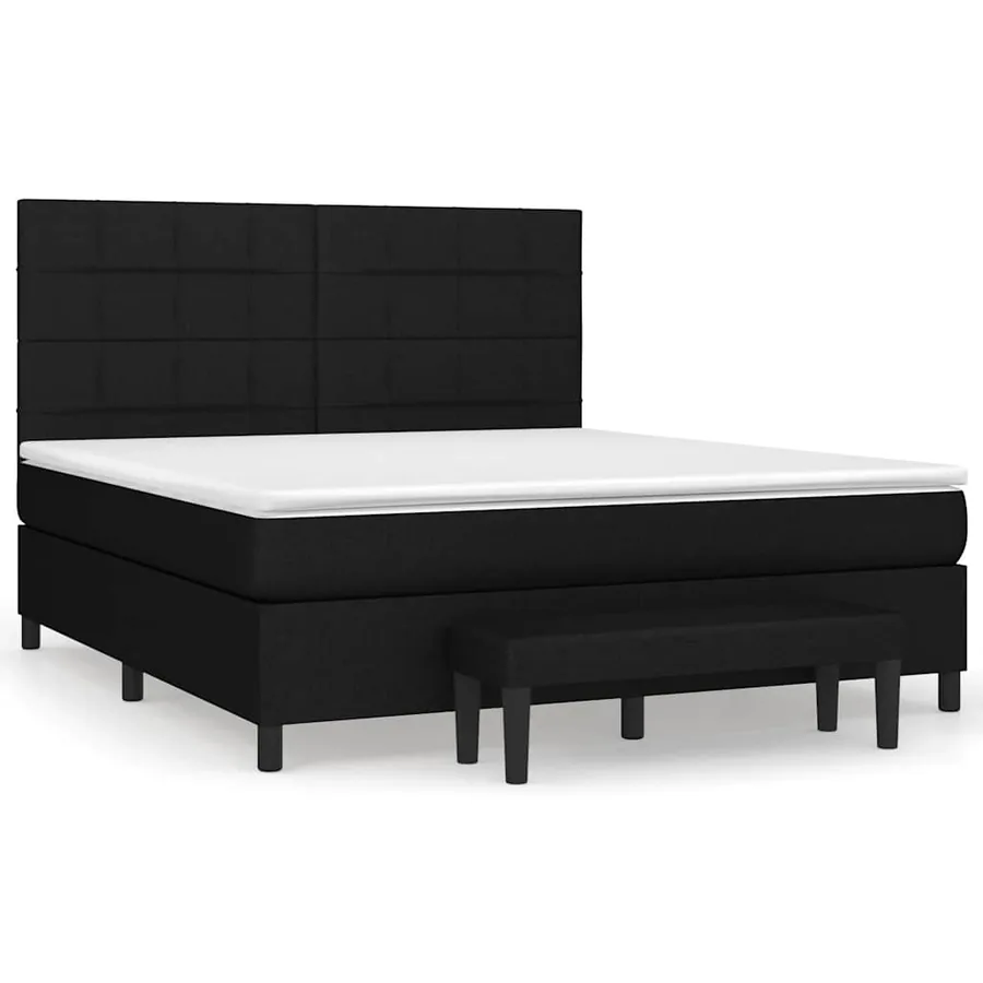 Sommier à lattes de lit avec matelas Noir 180x200 cm Tissu - 2