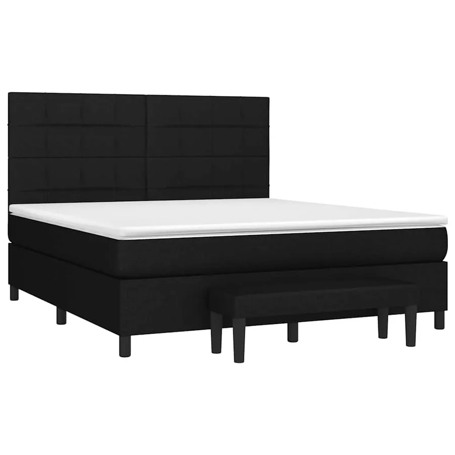 Sommier à lattes de lit avec matelas Noir 180x200 cm Tissu - 3
