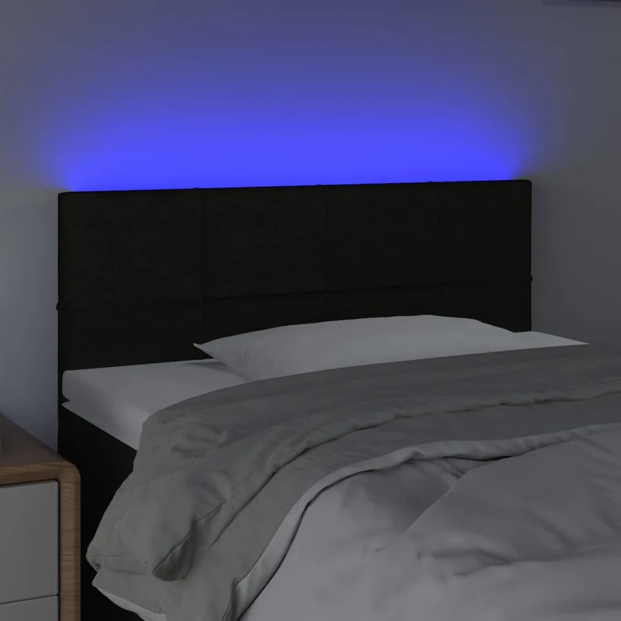 Tête de lit à LED Noir 90x5x78/88 cm Tissu - 3