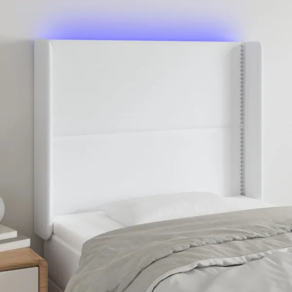 Tête de lit à LED Blanc 103x16x118/128 cm Similicuir