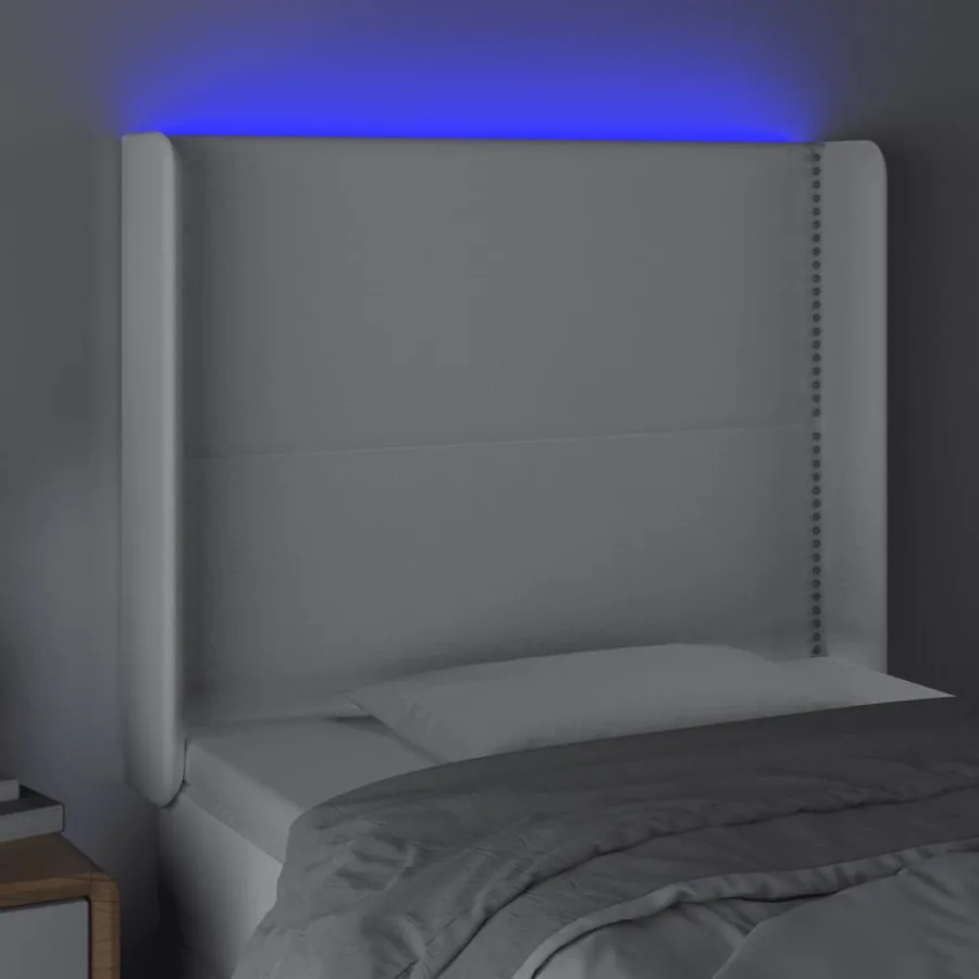 Tête de lit à LED Blanc 103x16x118/128 cm Similicuir - 4