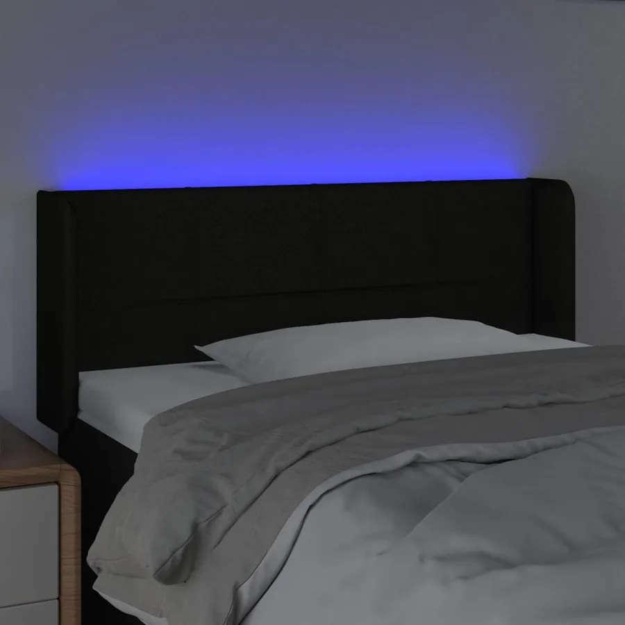 Tête de lit à LED Noir 93x16x78/88 cm Tissu - 4