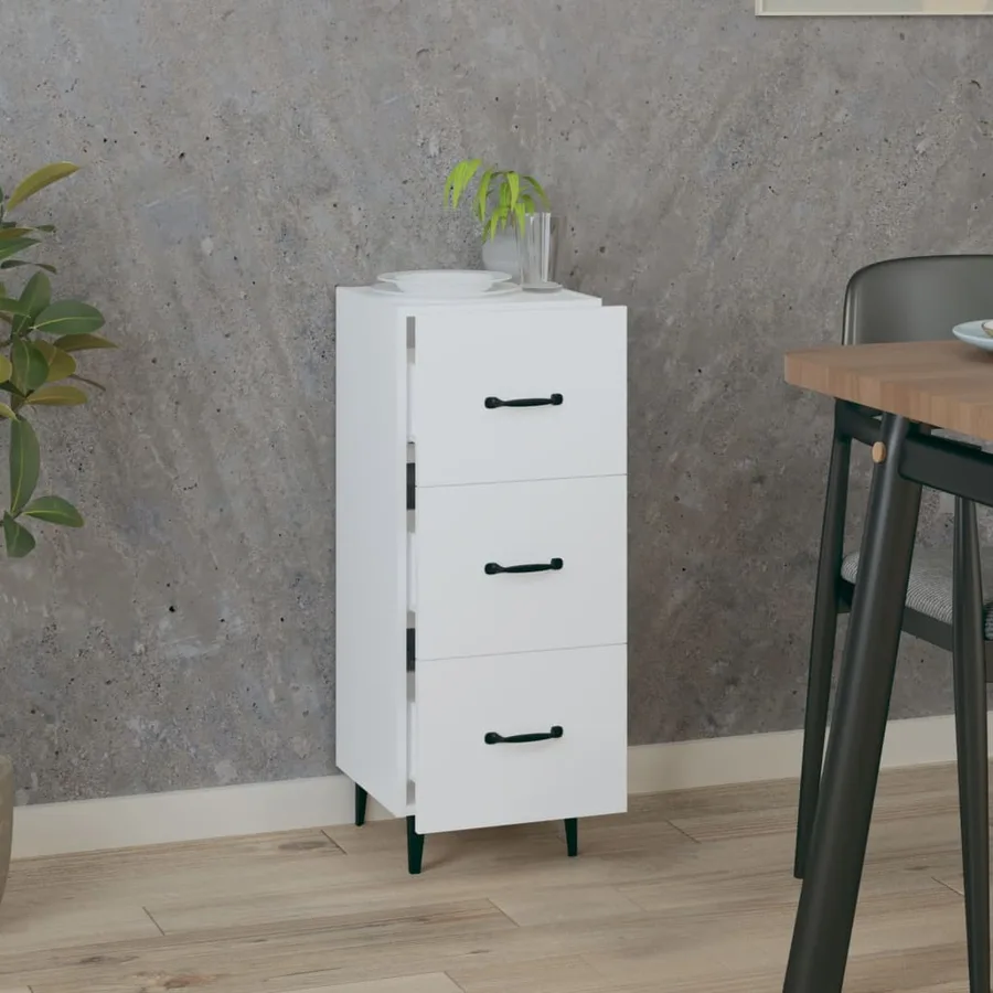 Buffet blanc 34,5x34x90 cm bois d'ingénierie - 3