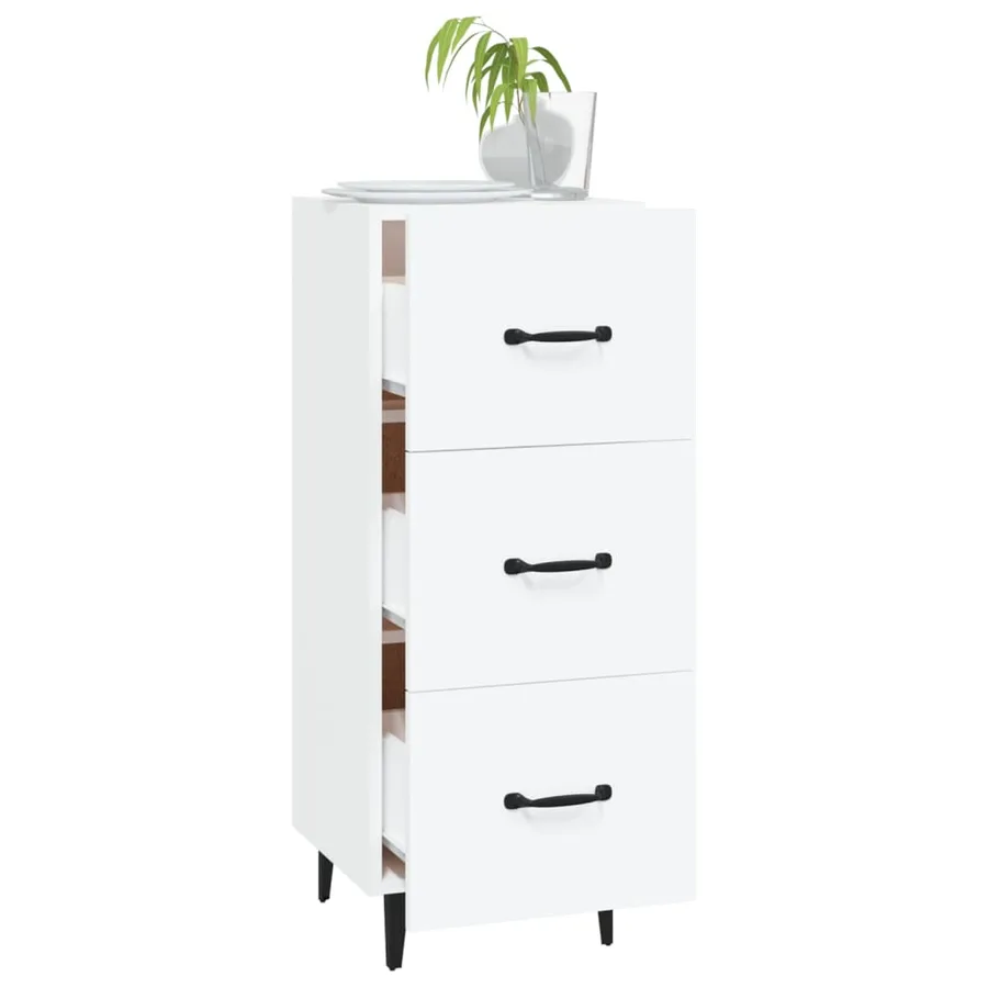Buffet blanc 34,5x34x90 cm bois d'ingénierie - 4