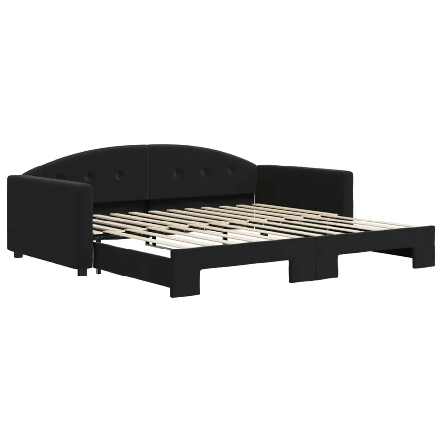 Lit de jour avec gigogne sans matelas noir 100x200 cm - 2