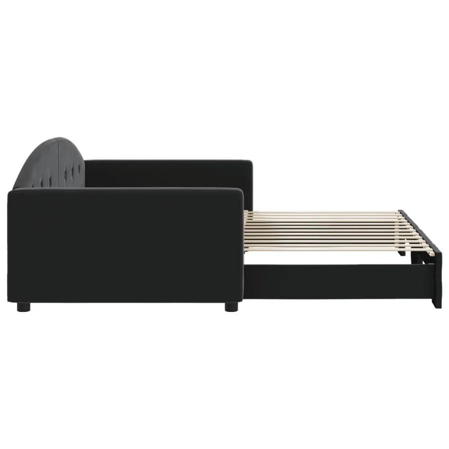 Lit de jour avec gigogne sans matelas noir 100x200 cm - 4