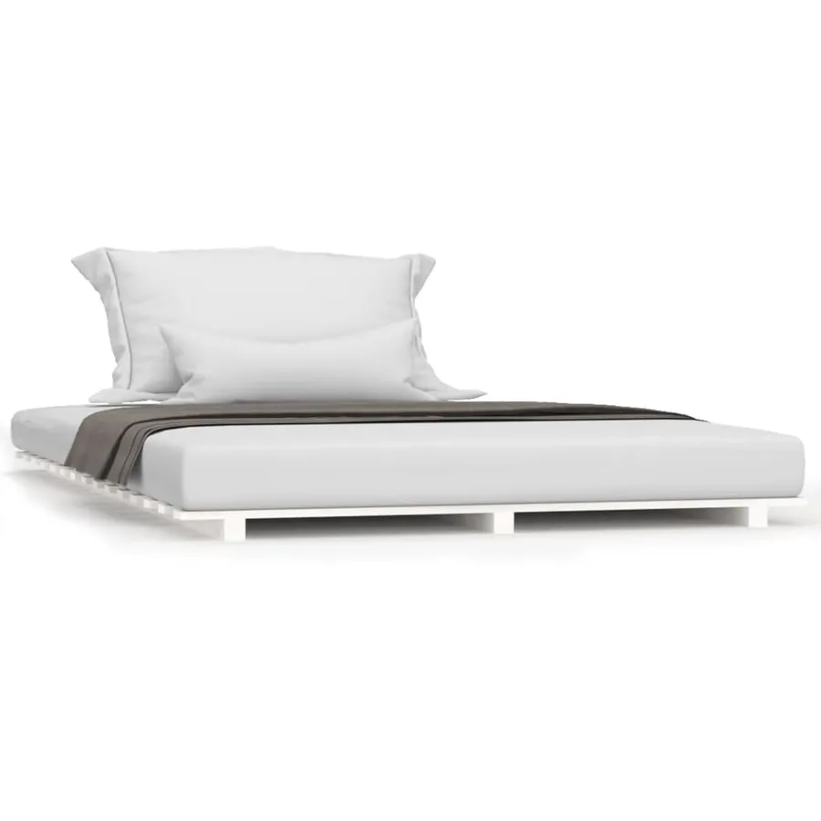 Cadre de lit sans matelas blanc 140x190 cm bois de pin massif - 2