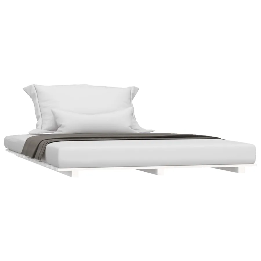 Cadre de lit sans matelas blanc 140x190 cm bois de pin massif - 3