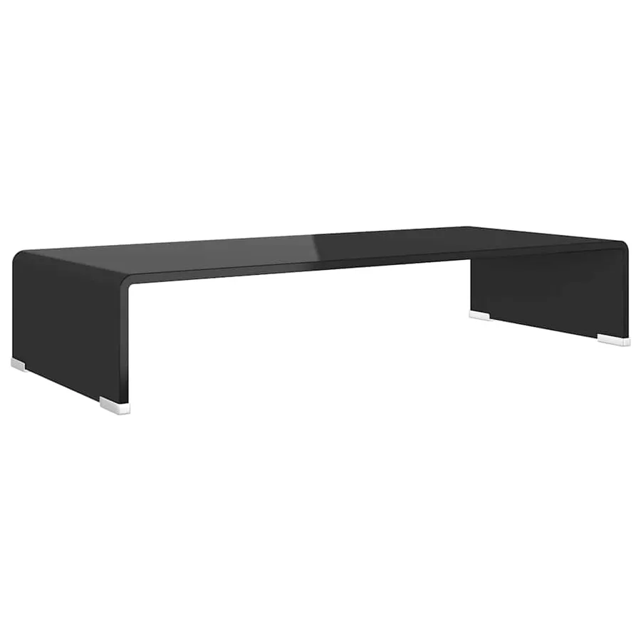 Meuble TV/support pour moniteur 70x30x13 cm verre noir - 2