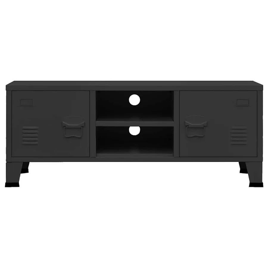 Meuble TV industriel Noir 105x35x42 cm Métal - 3