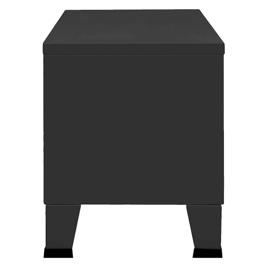 Meuble TV industriel Noir 105x35x42 cm Métal - 4