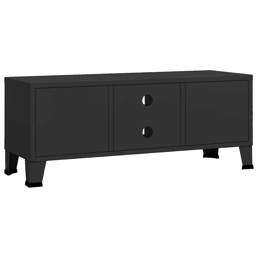 Meuble TV industriel Noir 105x35x42 cm Métal - 5