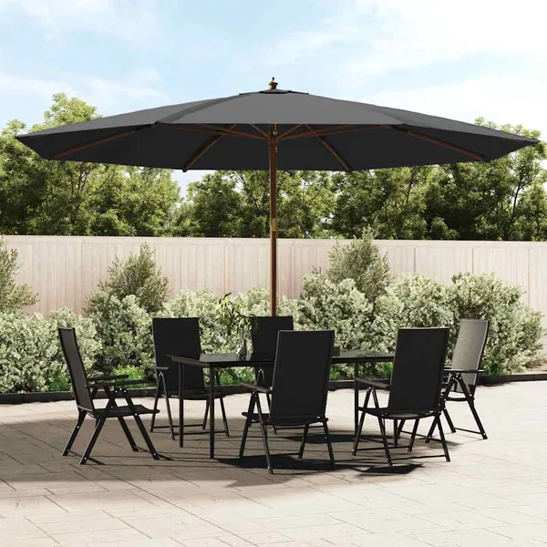 Parasol de jardin avec mât en bois noir 400x273 cm