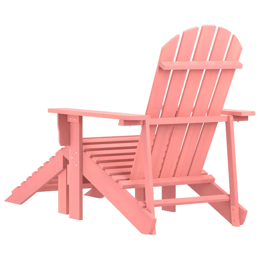 Chaise de jardin Adirondack avec pouf bois de sapin solide rose - 4
