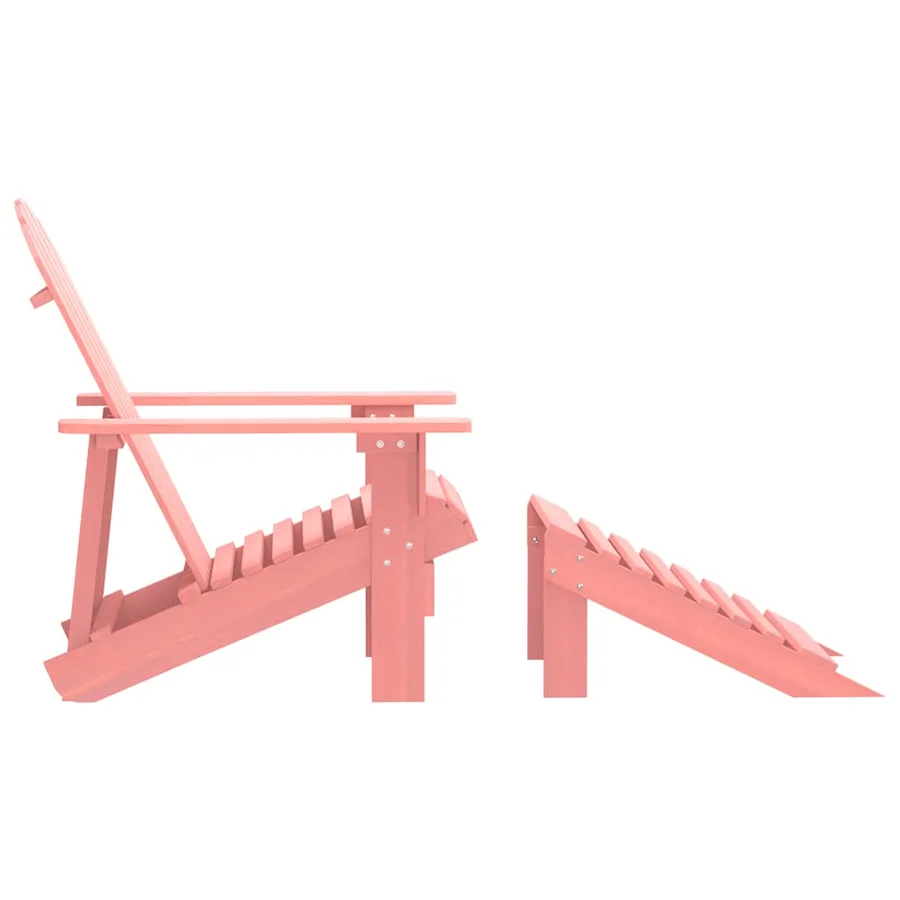 Chaise de jardin Adirondack avec pouf bois de sapin solide rose - 5