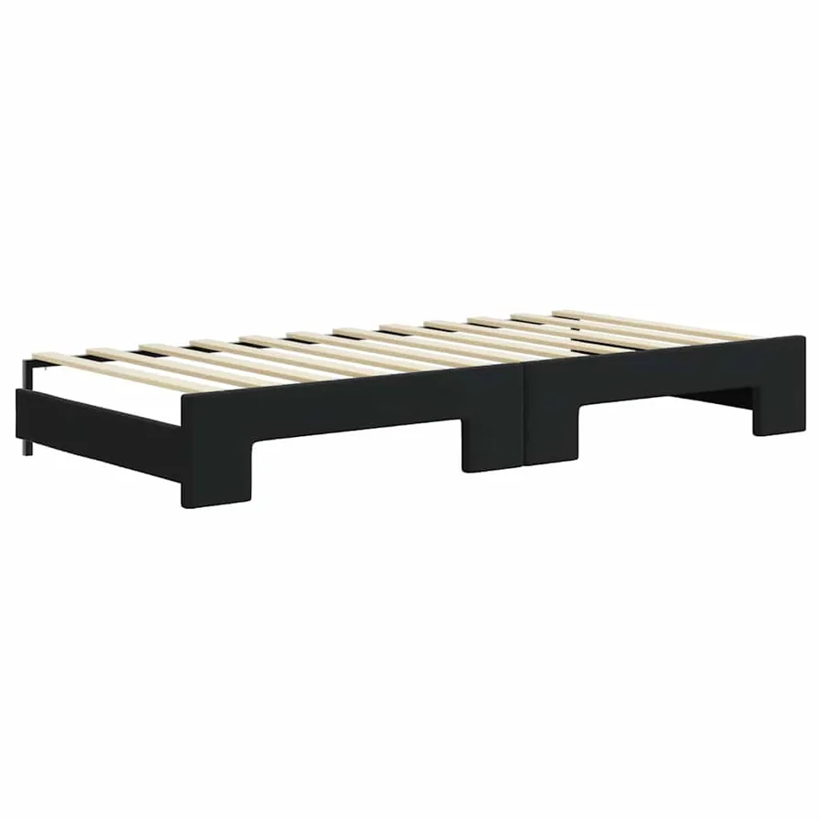 Lit de jour avec gigogne et matelas noir 90x200 cm velours - 5