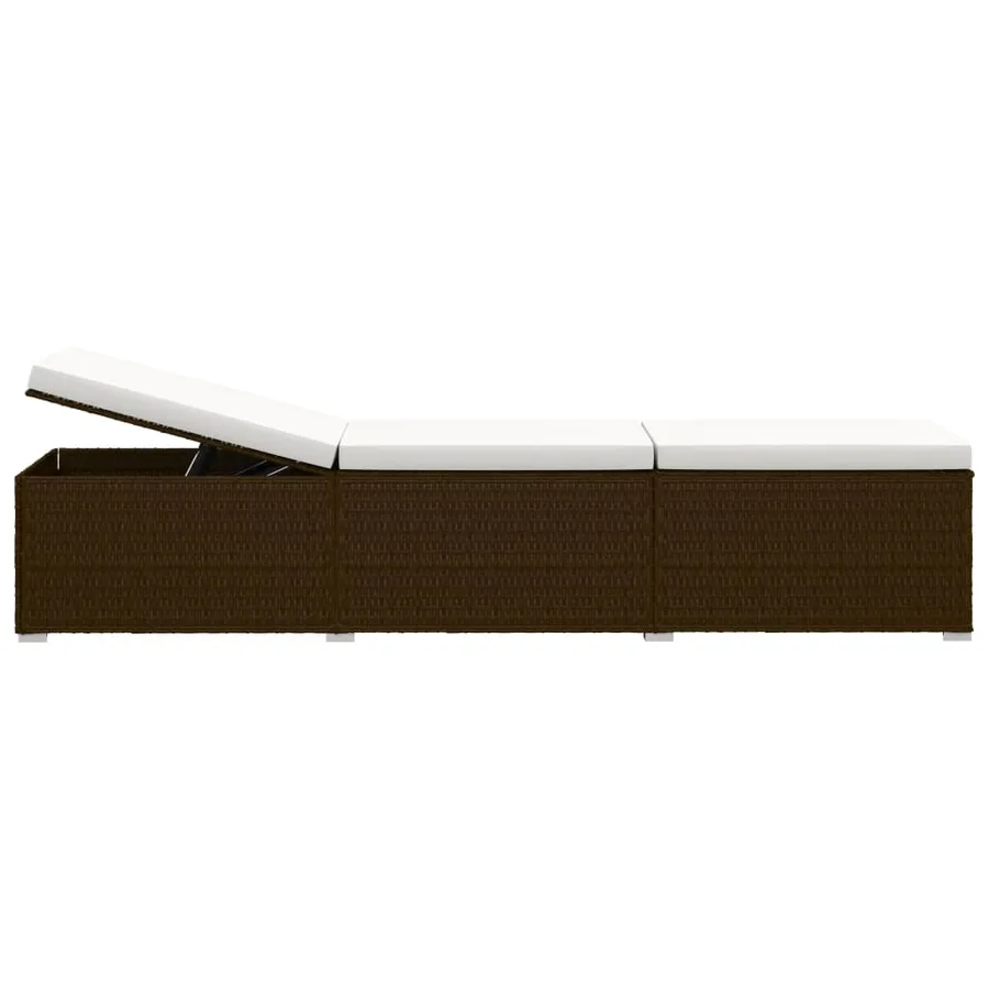 Chaise longue de jardin table à thé 3 pcs Résine tressée Marron - 3