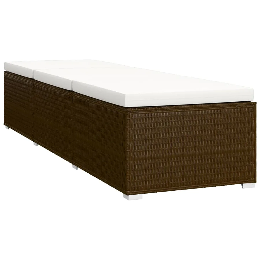 Chaise longue de jardin table à thé 3 pcs Résine tressée Marron - 5
