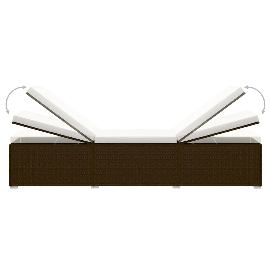 Chaise longue de jardin table à thé 3 pcs Résine tressée Marron - 6