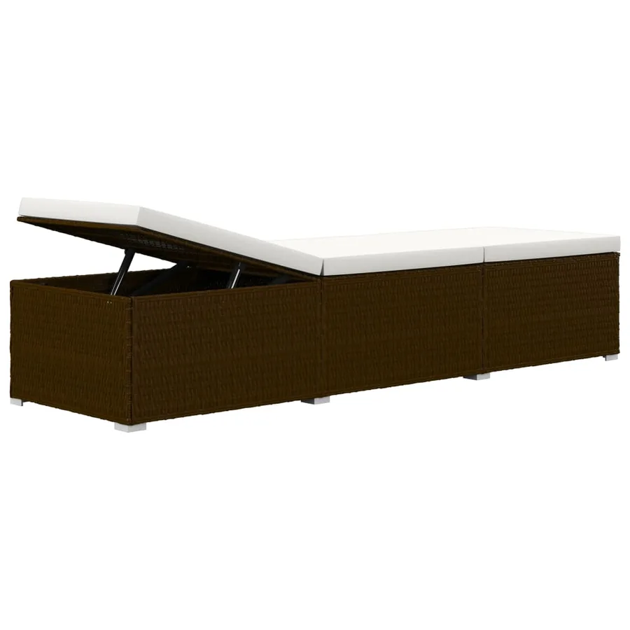 Chaise longue de jardin table à thé 3 pcs Résine tressée Marron - 7