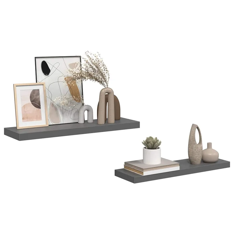 Étagère murale flottante 2 pcs Gris brillant 80x23,5x3,8 cm MDF - 5