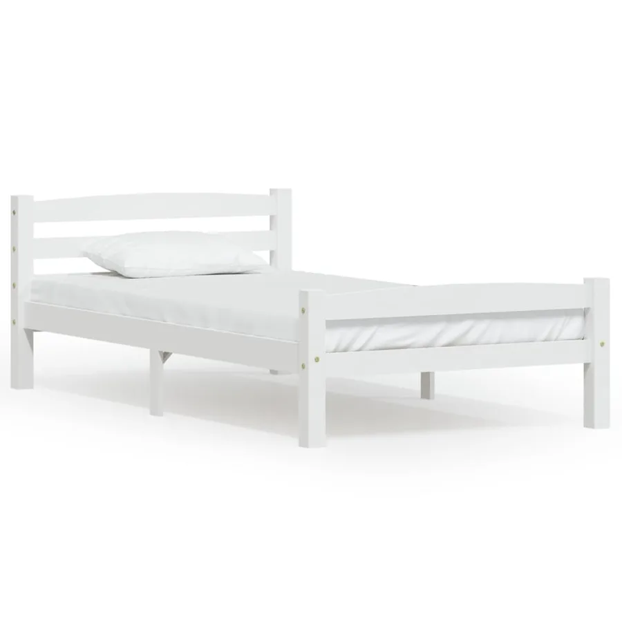 Cadre de lit sans matelas blanc bois de pin massif 90x200 cm - 2