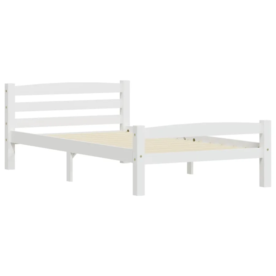 Cadre de lit sans matelas blanc bois de pin massif 90x200 cm - 3