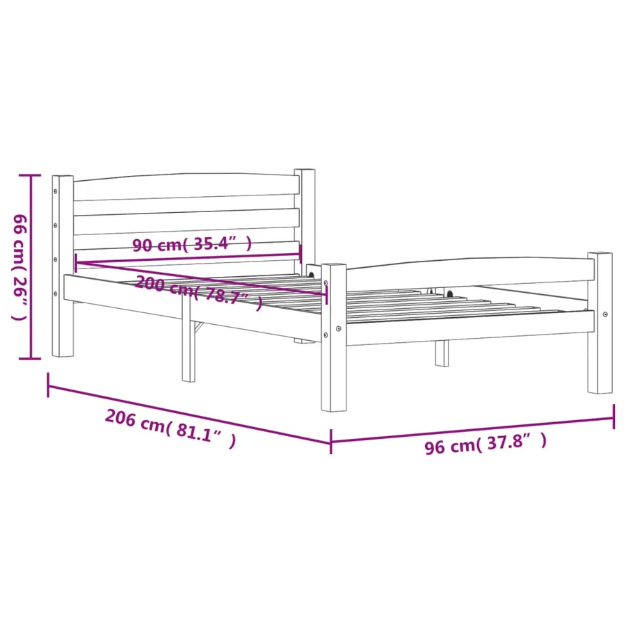 Cadre de lit sans matelas blanc bois de pin massif 90x200 cm - 7