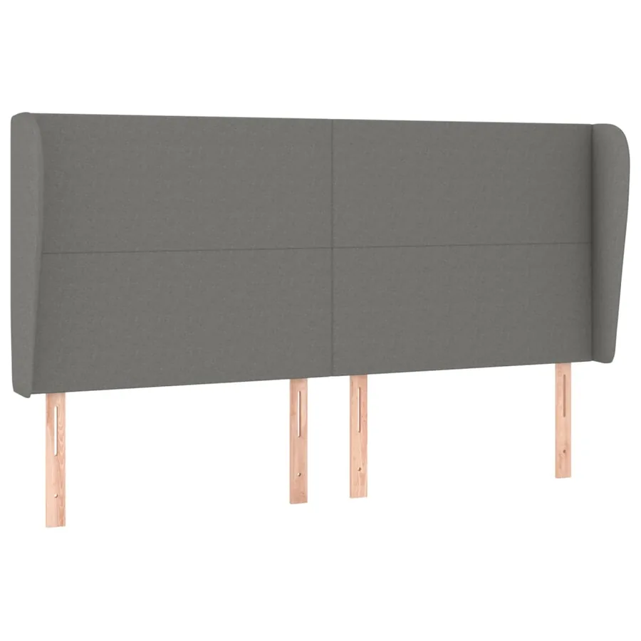 Tête de lit avec oreilles Gris foncé 183x23x118/128 cm Tissu - 2