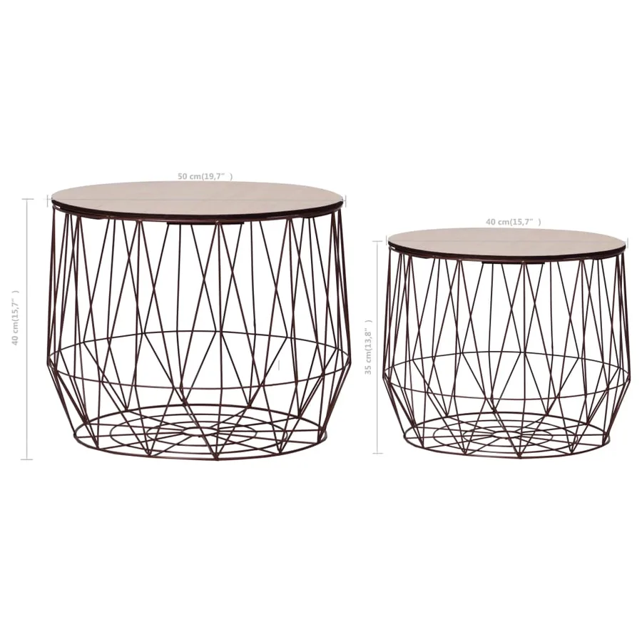 Tables basses 2 pcs cuivre - 9