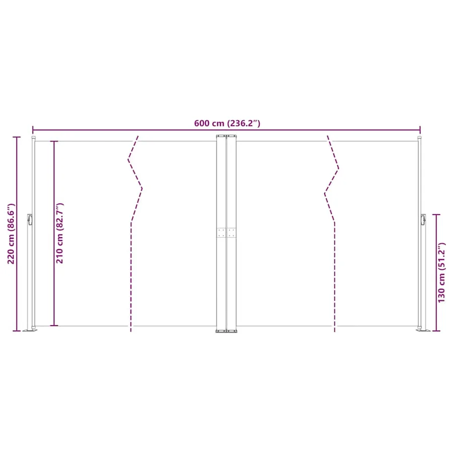Auvent latéral rétractable Marron 200x600 cm - 9