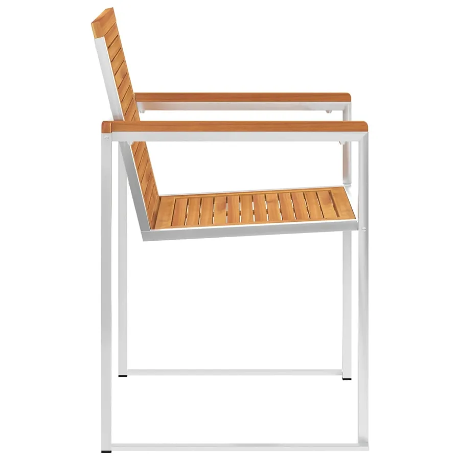Chaises de jardin lot de 6 Bois d'acacia et acier inoxydable - 4