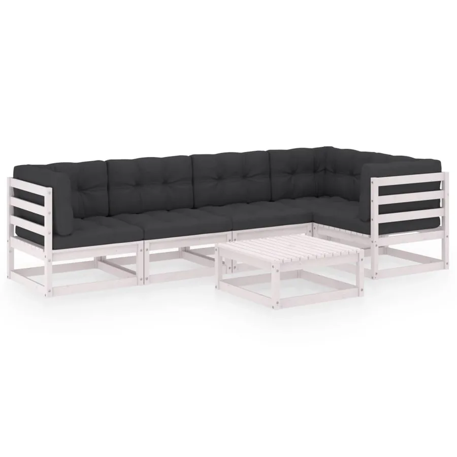 Salon de jardin 6 pcs avec coussins Bois de pin massif - 2