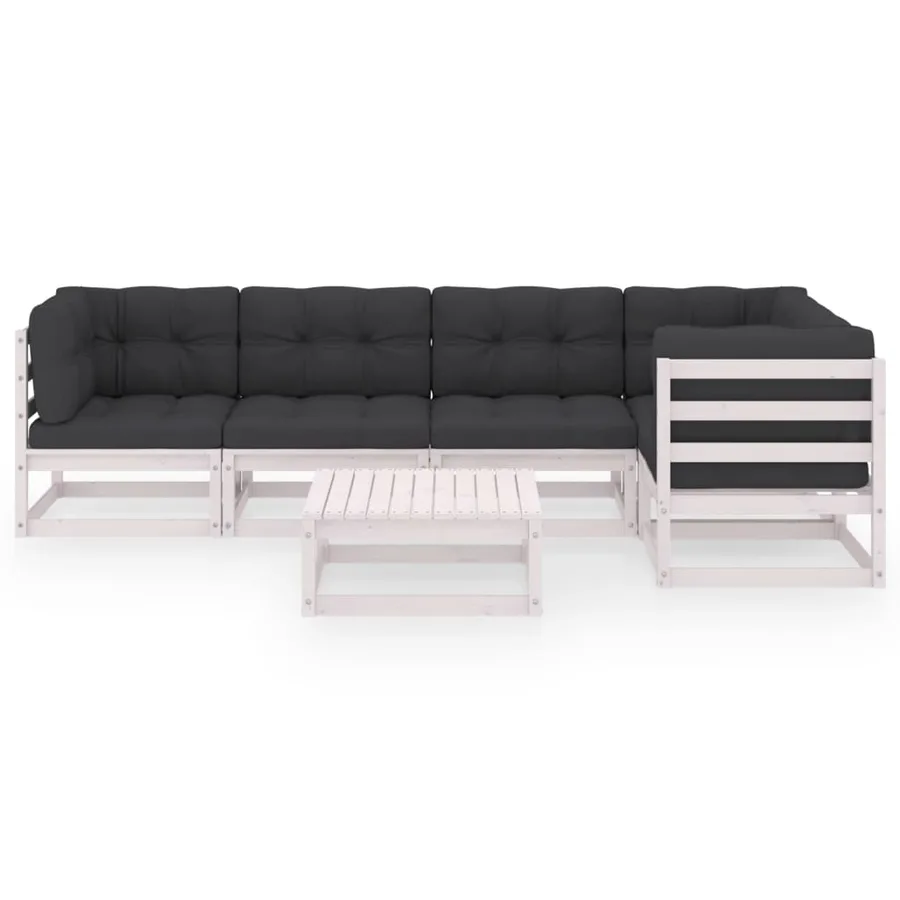 Salon de jardin 6 pcs avec coussins Bois de pin massif - 3