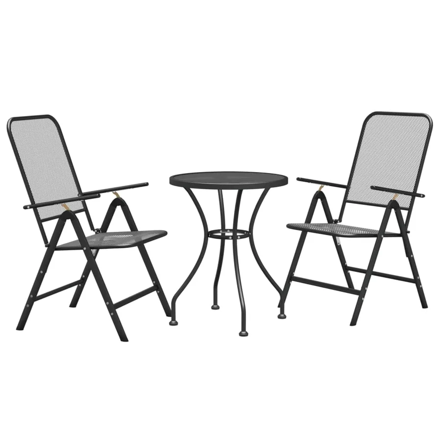 Ensemble à manger de jardin 3 pcs Maille Métal Anthracite - 3
