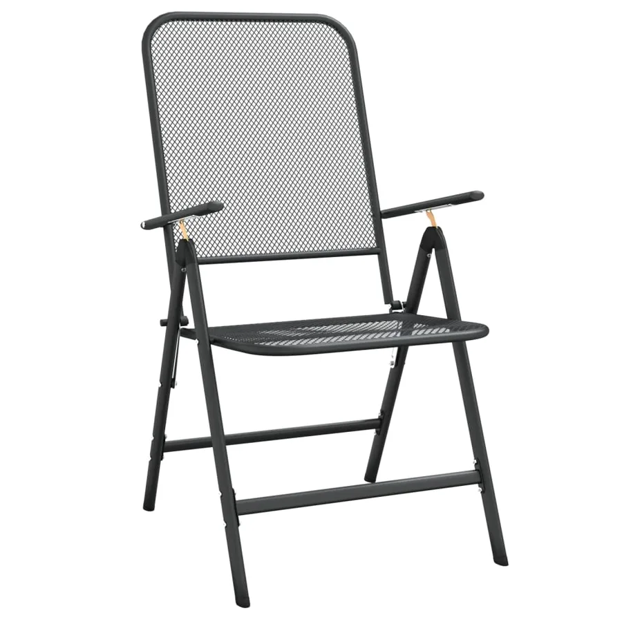Ensemble à manger de jardin 3 pcs Maille Métal Anthracite - 8
