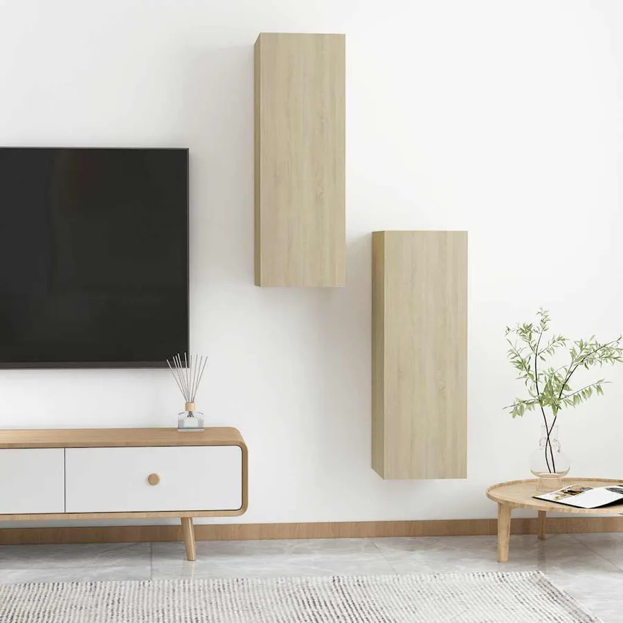 Meubles TV 2 pcs Chêne sonoma 30,5x30x90 cm Bois d’ingénierie - 10