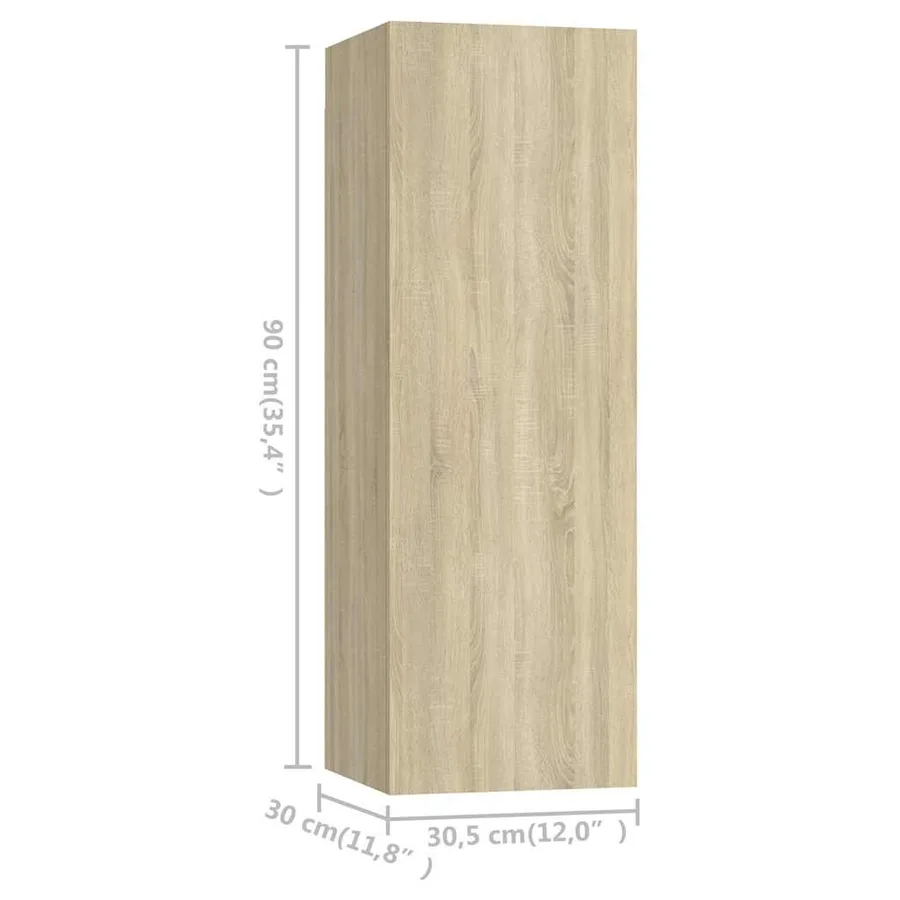 Meubles TV 2 pcs Chêne sonoma 30,5x30x90 cm Bois d’ingénierie - 15