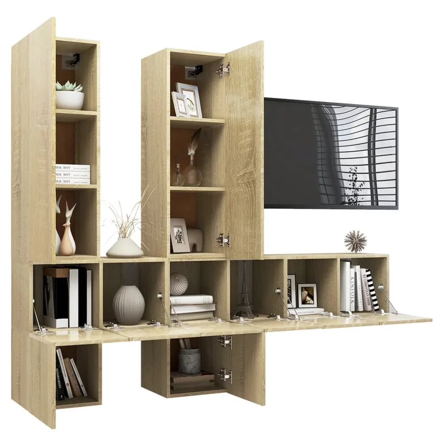 Ensemble de meubles TV 7 pcs Chêne sonoma Bois d'ingénierie - 6