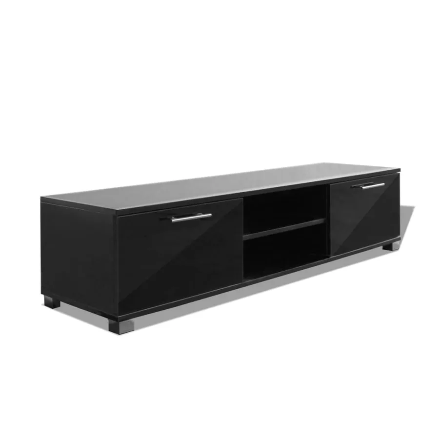 Meuble TV Noir brillant 120x40,5x35 cm - 2