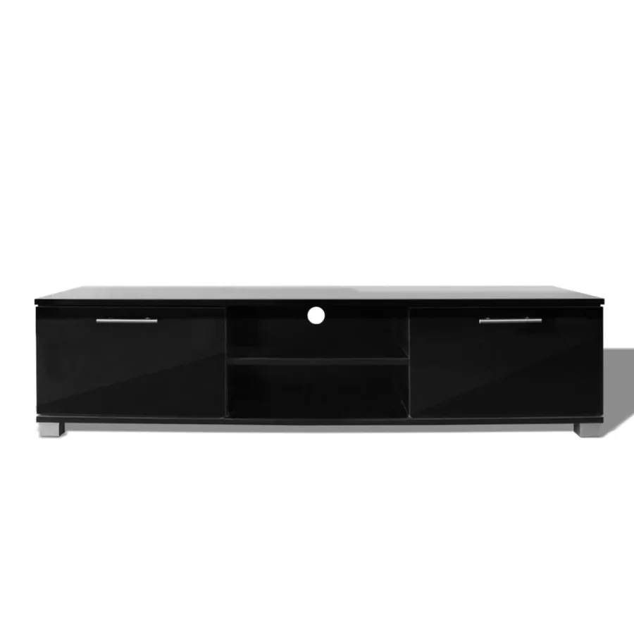 Meuble TV Noir brillant 120x40,5x35 cm - 3