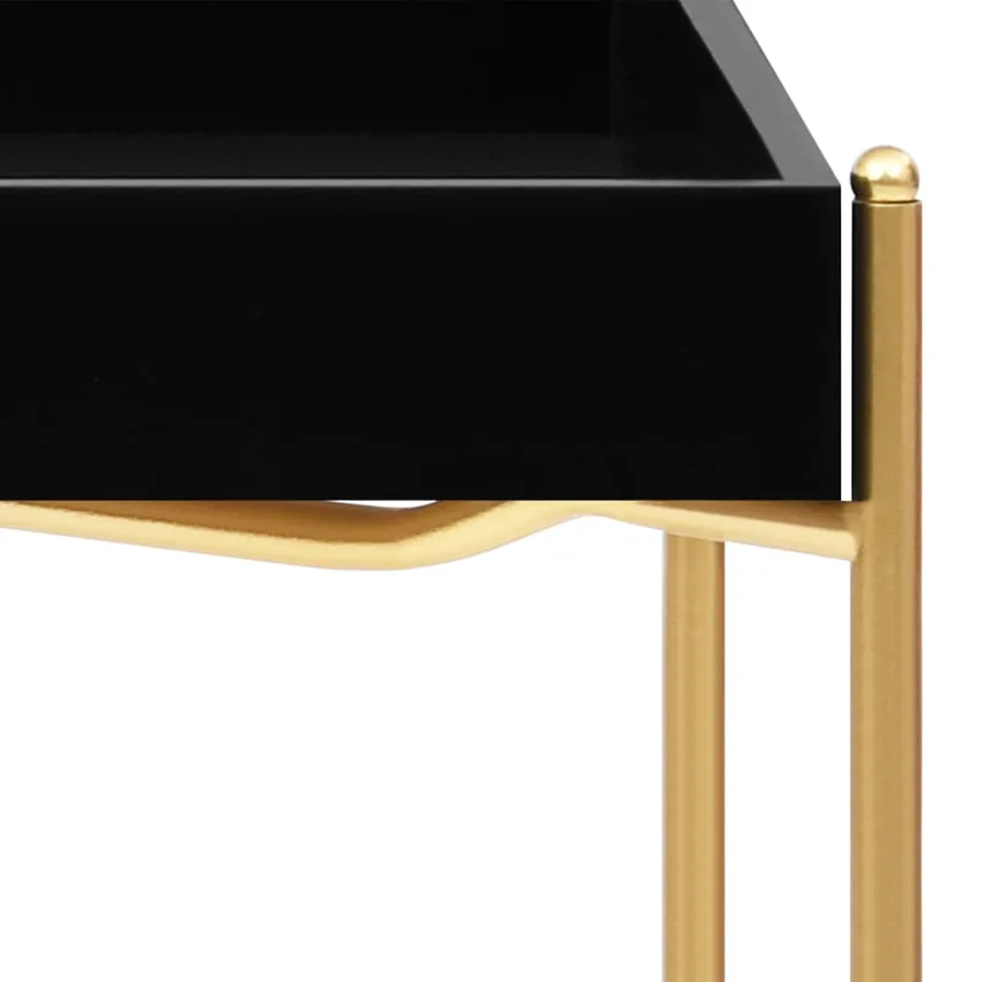 Table d'appoint Noir et doré 38x38x38,5 cm MDF - 5