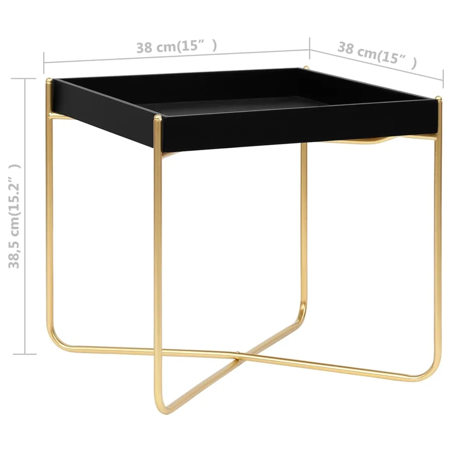 Table d'appoint Noir et doré 38x38x38,5 cm MDF - 7