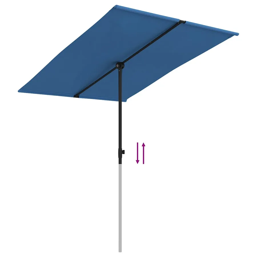Parasol de jardin avec mât en aluminium 2x1,5 m Bleu azuré - 7