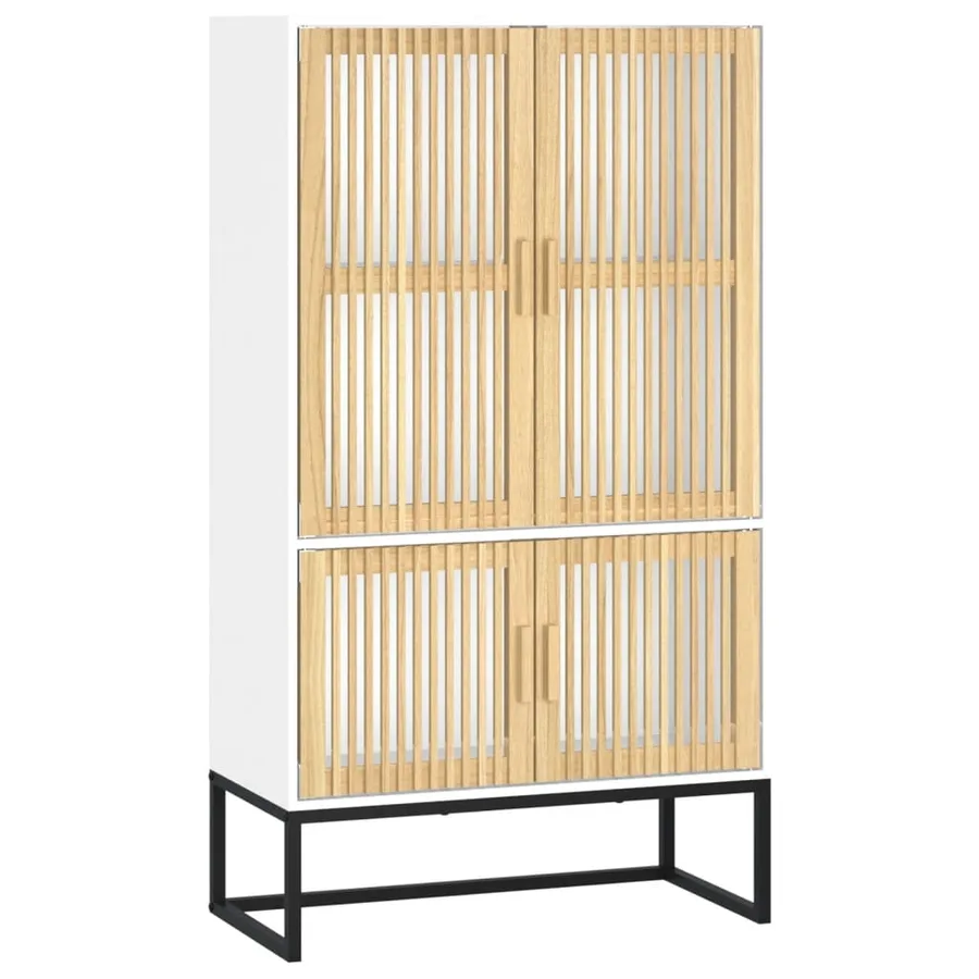 Buffet haut blanc 70x35x125 cm bois d'ingénierie - 2