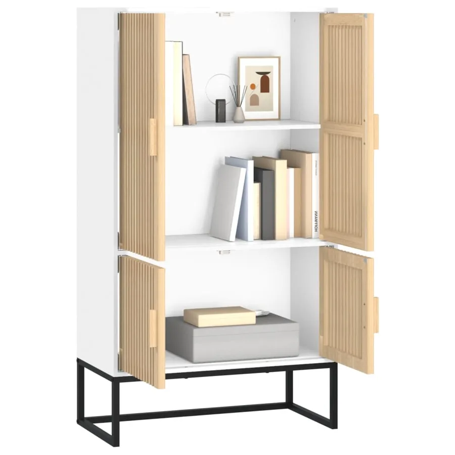 Buffet haut blanc 70x35x125 cm bois d'ingénierie - 3