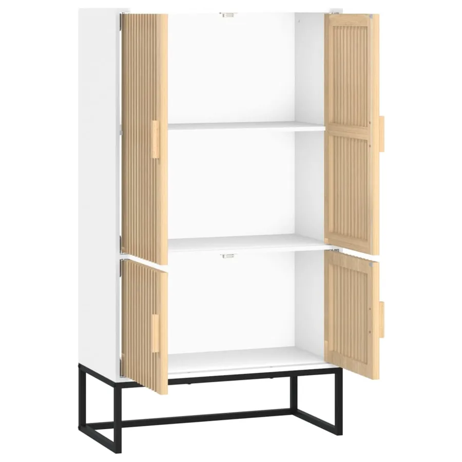 Buffet haut blanc 70x35x125 cm bois d'ingénierie - 4