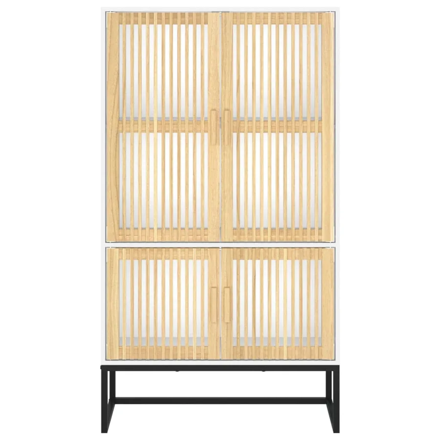 Buffet haut blanc 70x35x125 cm bois d'ingénierie - 5