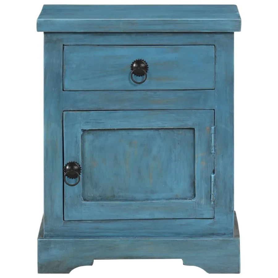 Table de chevet Bois de manguier massif 40x30x50 cm Bleu - 2