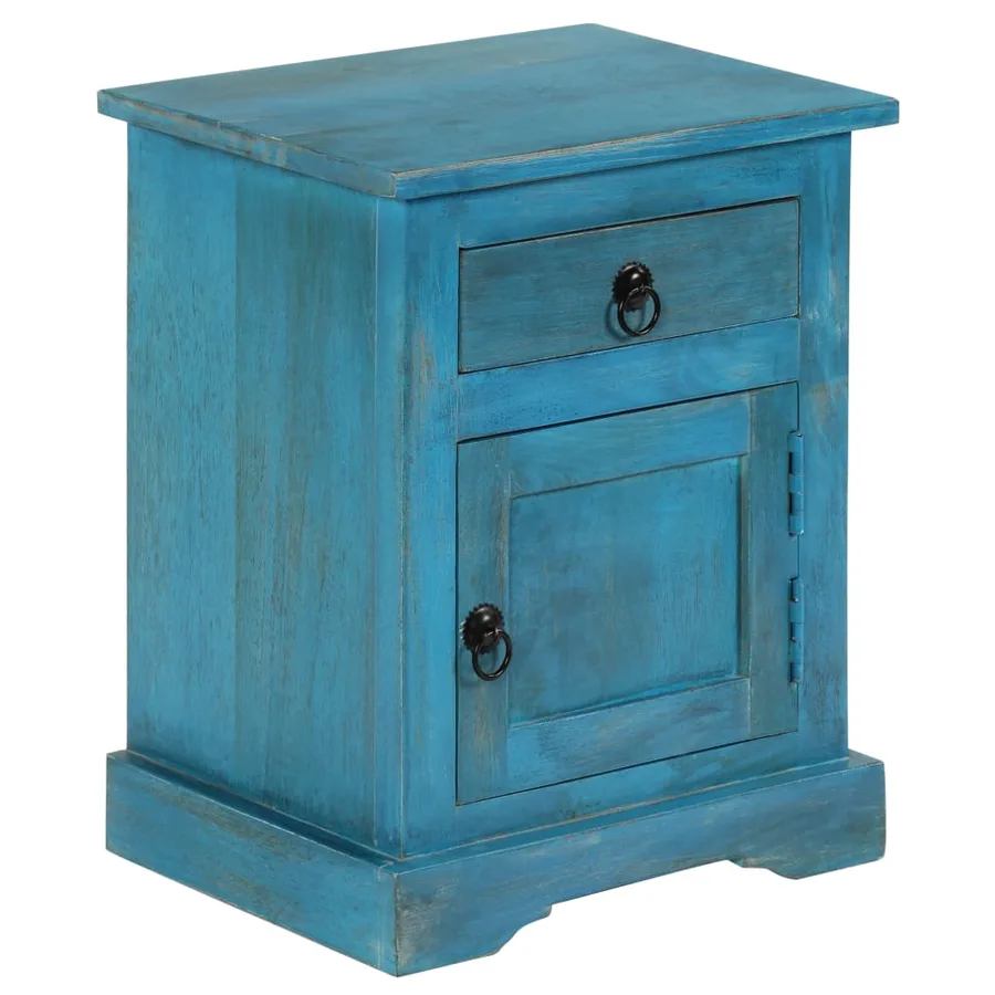 Table de chevet Bois de manguier massif 40x30x50 cm Bleu - 4